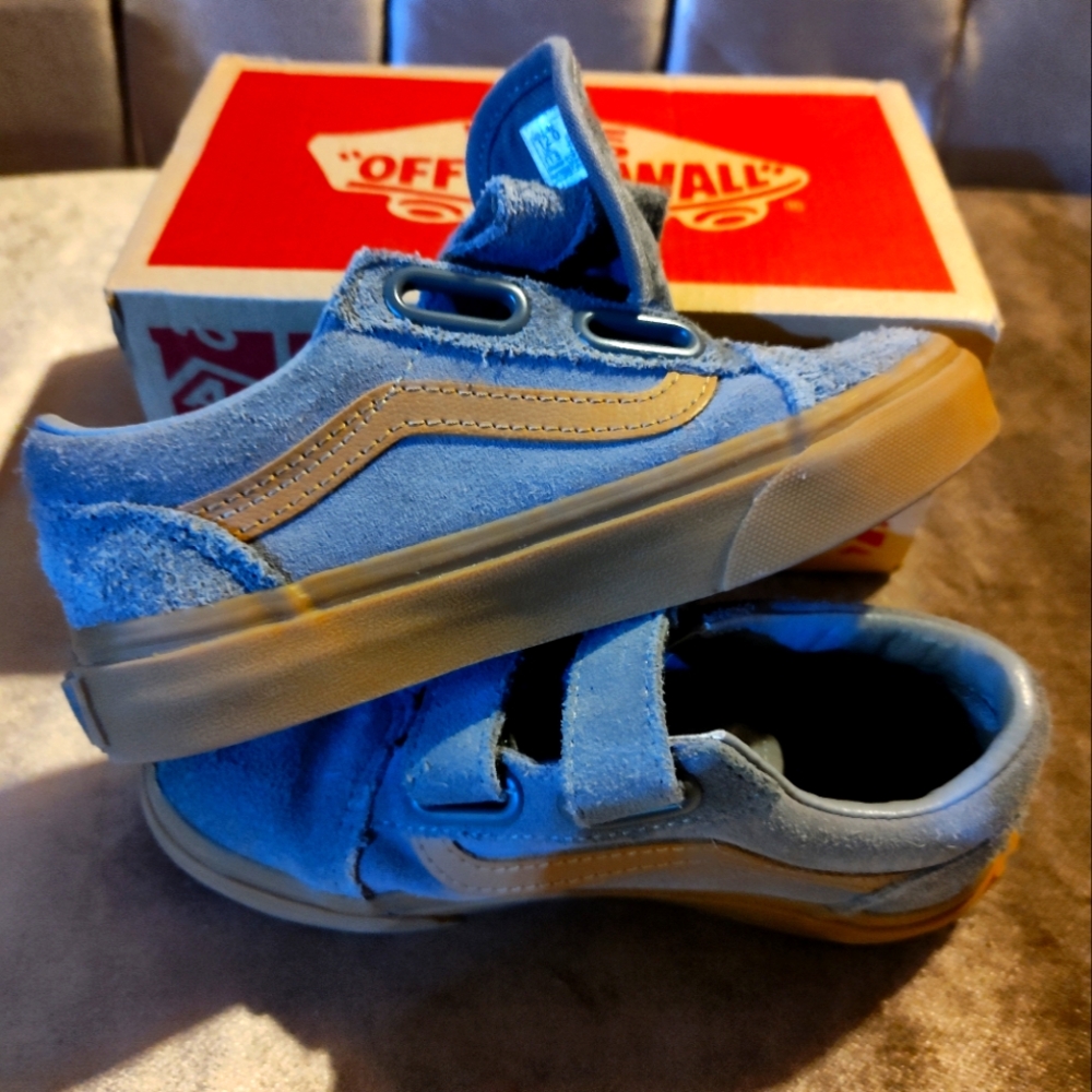 Toddler Vans with the blue suede.